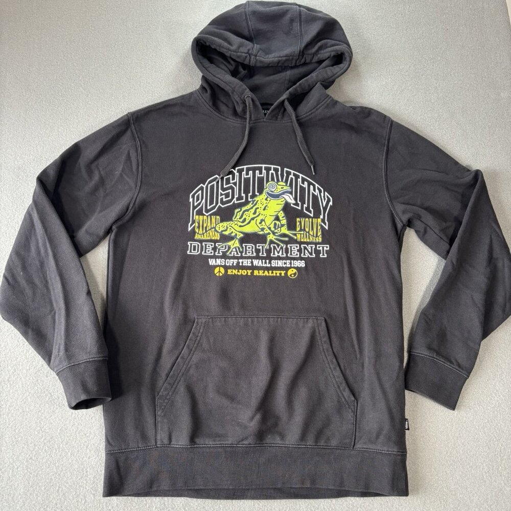 Vans Off The‎ Wall Frog Graphic Hoodie Mens M Black Positivity Dept Streetwear